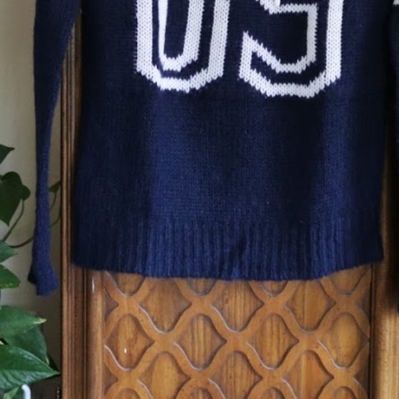 Wet Seal ‘89’ Knit Varsity Hoodie Pullover Sweater - Picture 9 of 15